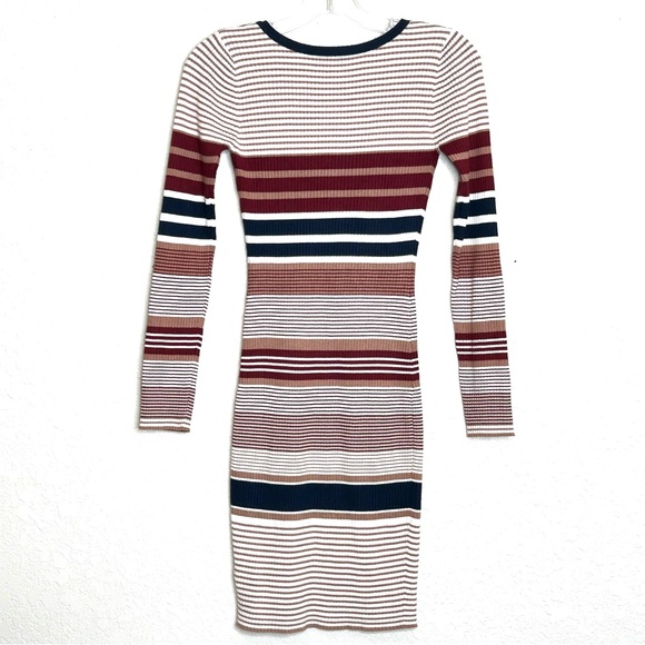 Papaya Junior Midi Bodycon Knit Sweater Stretch Striped Small Dress - Picture 4 of 10
